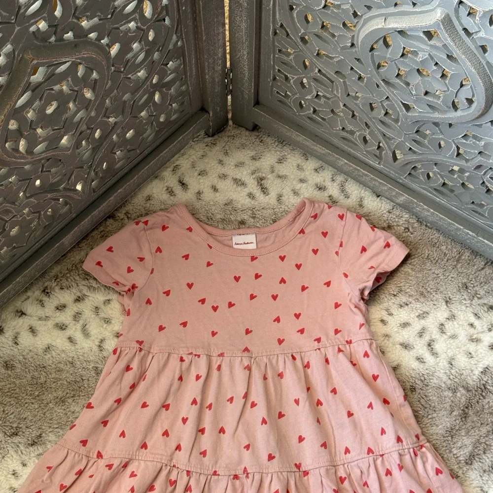 Hanna Andersson pink heart dress girls 5T feminine pastel girlhoodcore summer